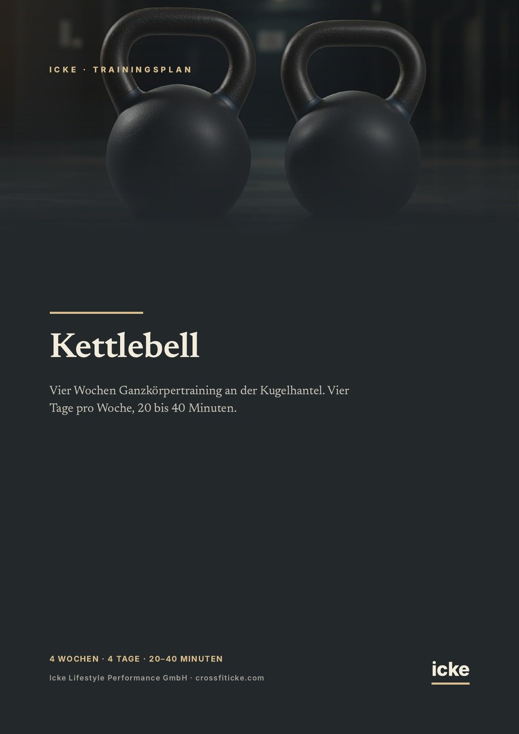 Titelseite des eBooks Icke Kettlebell Trainingsplan