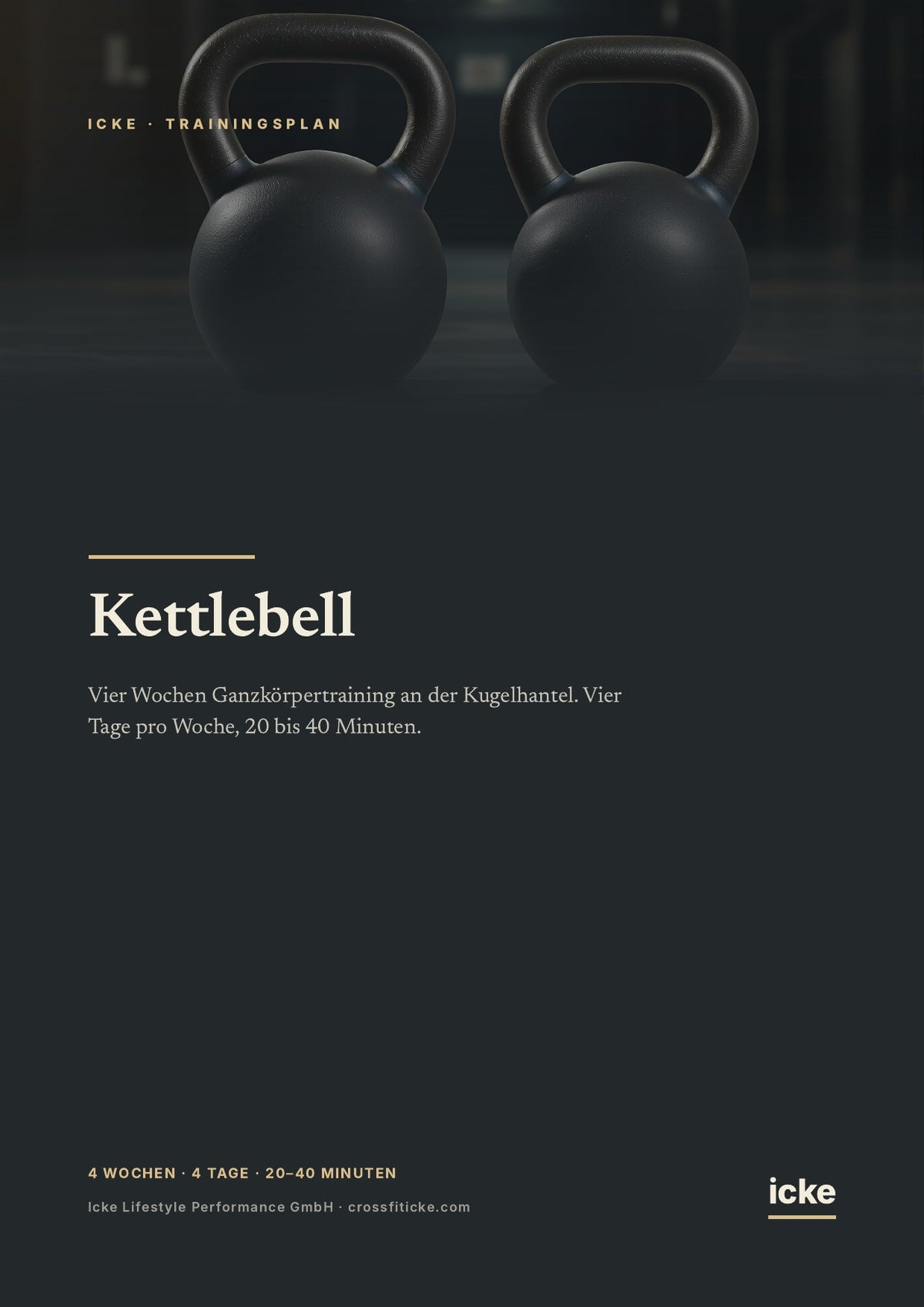 Titelseite des eBooks Icke Kettlebell Trainingsplan